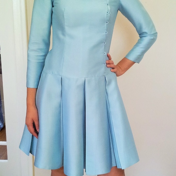 Mignon Paris New York Light Blue Silk Dress, SZ 2 - Picture 3 of 8